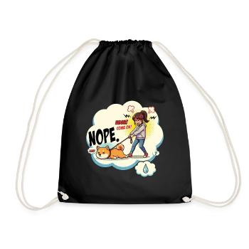 NOPE Dog Drama in Manga Style - Drawstring Bag - black - Front