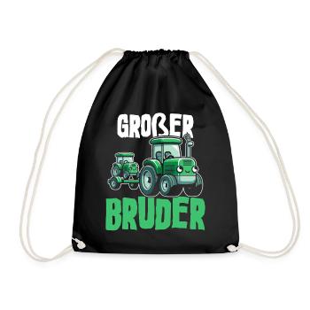 Big Brother Tractor Older Baby Siblings - Drawstring Bag - black - Front