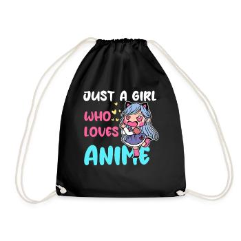 Mädchen liebt Anime Chibi - Turnbeutel - Schwarz - Vorne