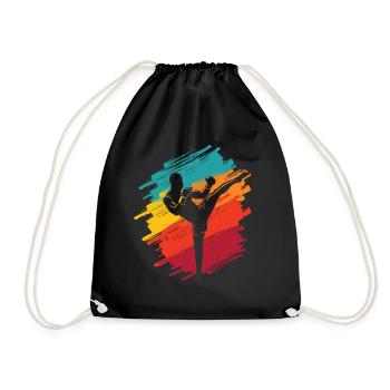 Muay Thai Kickboxer Retro Martial Arts Kickboxing - Drawstring Bag - black - Front