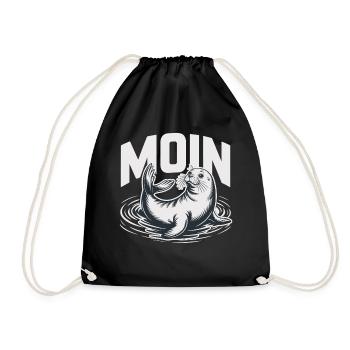 Seal seal Baltic Sea North Sea Moin - Drawstring Bag - black - Front