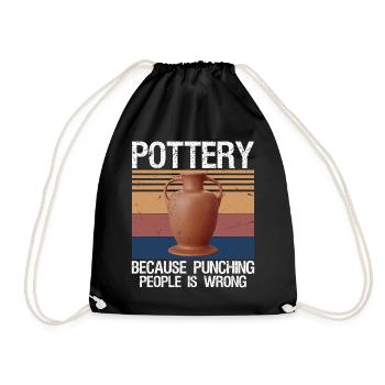 Pottery Because Punching People Is Wrong - Drawstring Bag - black - Front