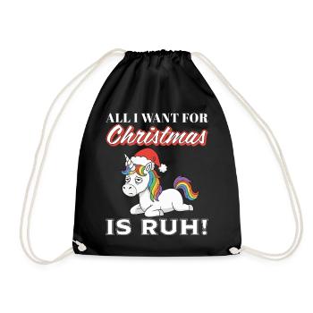 Licorne de Noël avec crinière arc-en-ciel - Sac de sport léger - noir - Devant