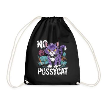 Rebellische Katze No Pussycat Design - Turnbeutel - Schwarz - Vorne
