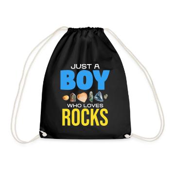 Only a boy loves stones - Drawstring Bag - black - Front