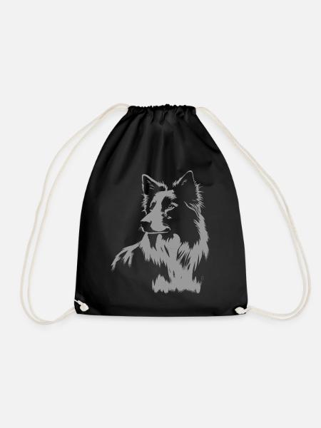 Border Collie Portrait – Kraftvolles Hundemotiv - Turnbeutel - Schwarz