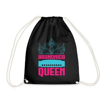 Funny Harmonica Player Queen Harmonica - Turnbeutel - Schwarz - Vorne