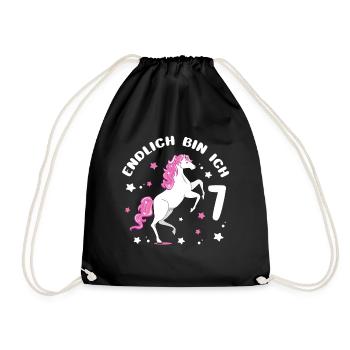 Cheval de 7 ans Enfin je suis 7 filles 7. - Sac de sport léger - noir - Devant
