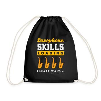 Saxophone Skills Loading Please Wait - Drawstring Bag - black - Front