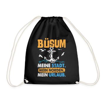 BÜSUM MEINE STADT MEIN NORDEN MEIN URLAUB Lustig - Turnbeutel - Schwarz - Vorne