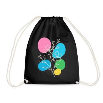 Minimalist Floral Graphic, Boho Summer - Drawstring Bag - black - Front