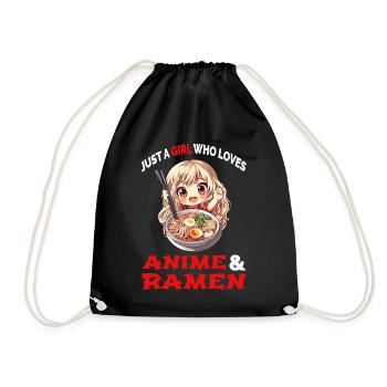 Just A Girl Who Loves Anime And Ramen Manga Japan - Drawstring Bag - black - Front