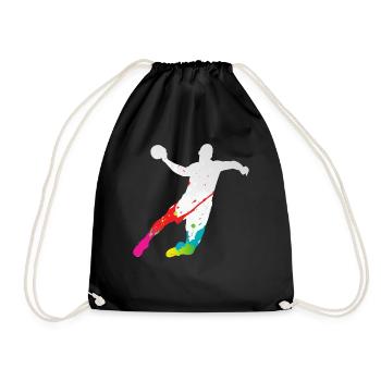 Handball Joueur de Hand Coloré Papa Handballeur  - Sac de sport léger - noir - Devant