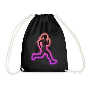 Running Jogging Women Kids Girls Runner - Drawstring Bag - black - Front