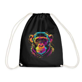 Tête de singe néon dans le style pop art - Sac de sport léger - noir - Devant