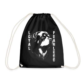 Loyal Rottweiler Dog - Drawstring Bag - black - Front