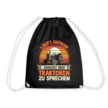 Trecker Landwirt Bauer Traktorfahrer Traktor - Turnbeutel - Schwarz - Vorne