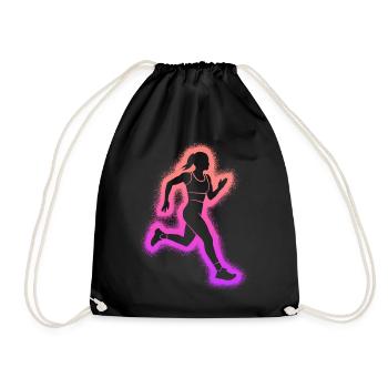Running Jogging Kids Ladies Girls Runner - Drawstring Bag - black - Front