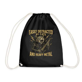Katze Musik Heavy Metal Katzen Geschenkidee Lustig - Turnbeutel - Schwarz - Vorne
