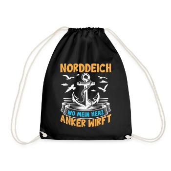 NORDDEICH WHERE MY HEART DROPS ANCHOR Funny - Drawstring Bag - black - Front