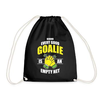 Goalie Empty Net Soccer Hockey Gift Art - Drawstring Bag - black - Front