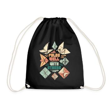 Origami Fold Well With Others - Drawstring Bag - black - Front