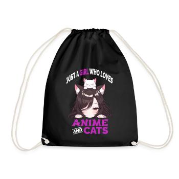 Juste une fille qui aime l’anime et les chats Manga Katzen - Sac de sport léger - noir - Devant