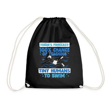 Swimming Instructor Teaching Tiny Humans To Swim - Drawstring Bag - black - Front