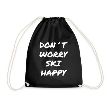 Don't Worry Ski Happy Saying - Drawstring Bag - black - Front