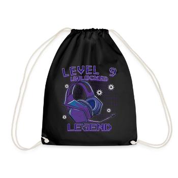 Level 9 Unlocked Kopfhörer Neon - Turnbeutel - Schwarz - Vorne