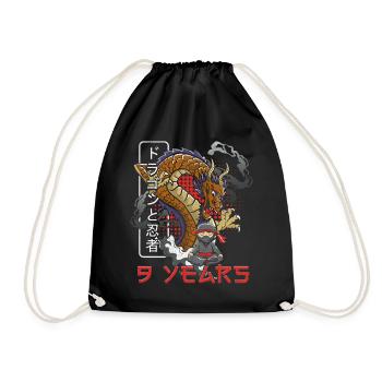 Dragon Ninja with Japanese Flair 9 Years - Drawstring Bag - black - Front