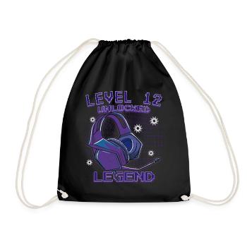 Level12 Unlocked Legende – Gaming Kopfhörer - Turnbeutel - Schwarz - Vorne