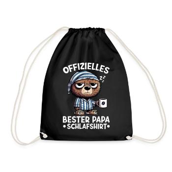 Official Best Dad Sleep Shirt Bear - Drawstring Bag - black - Front