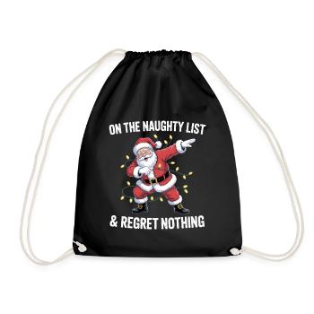 Lustiger Weihnachts-Weihnachtsmann auf der Naughty List - Turnbeutel - Schwarz - Vorne