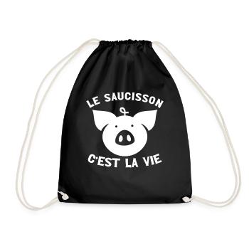 Le Saucisson C'est La Vie - Humour Apéro Barbecue - Sac de sport léger - noir - Devant