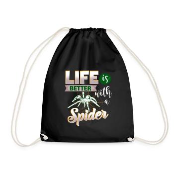Life is better with a Spider - for spider fans - Drawstring Bag - black - Front