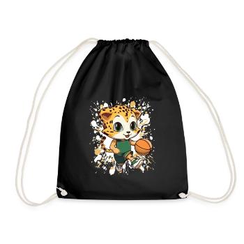Basketball kitten in the green - Drawstring Bag - black - Front