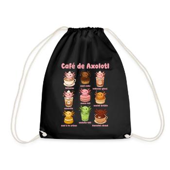 Café De Axolotl Cute - Drawstring Bag - black - Front