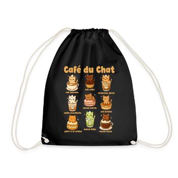 Café Du Chat Süßes Katzen-kaffee-wortspiel - Turnbeutel - Schwarz - Vorne