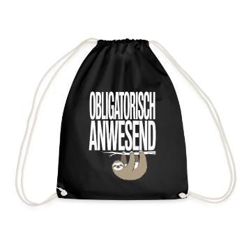 Mandatory Present Sloth Telco Meeting Office - Drawstring Bag - black - Front