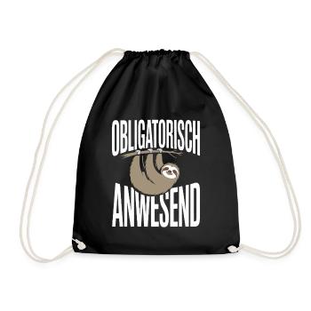 Mandatory Present Sloth Telco Meeting Office - Drawstring Bag - black - Front