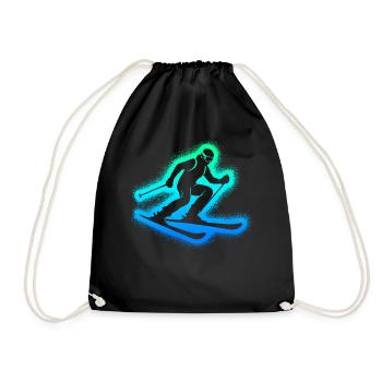 Skifahren Skifahrer Kinder Herren Jungen Ski - Turnbeutel - Schwarz - Vorne