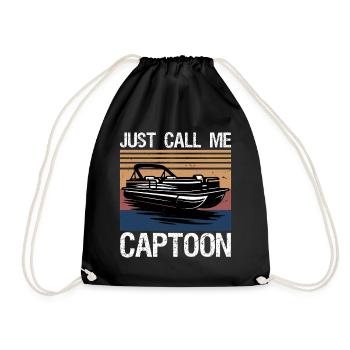Just Call Me Captoon Funny Pontoon Boat Captain - Drawstring Bag - black - Front