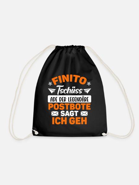 Rente FINITO TSCHÜSS POSTBOTE SAGT ICH GEH Lustig - Turnbeutel - Schwarz