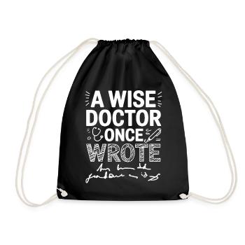 Wise Doctor Quote Graphic - Drawstring Bag - black - Front