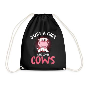 Only one girl loves cows - Drawstring Bag - black - Front