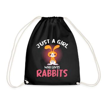Only one girl loves rabbits - Drawstring Bag - black - Front