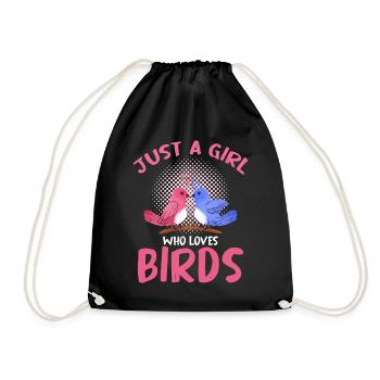 Just one girl loves birds - Drawstring Bag - black - Front