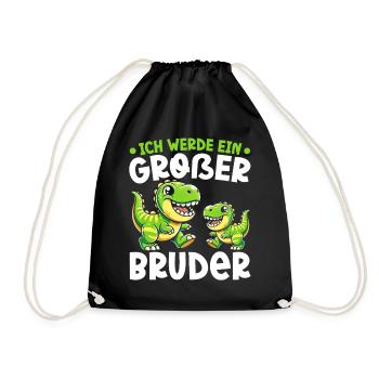 Großer Bruder Dinosaurier Dino Geschwister Motiv - Turnbeutel - Schwarz - Vorne