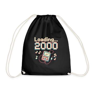 Y2K Pixel Design – Loading 2000 - Turnbeutel - Schwarz - Vorne